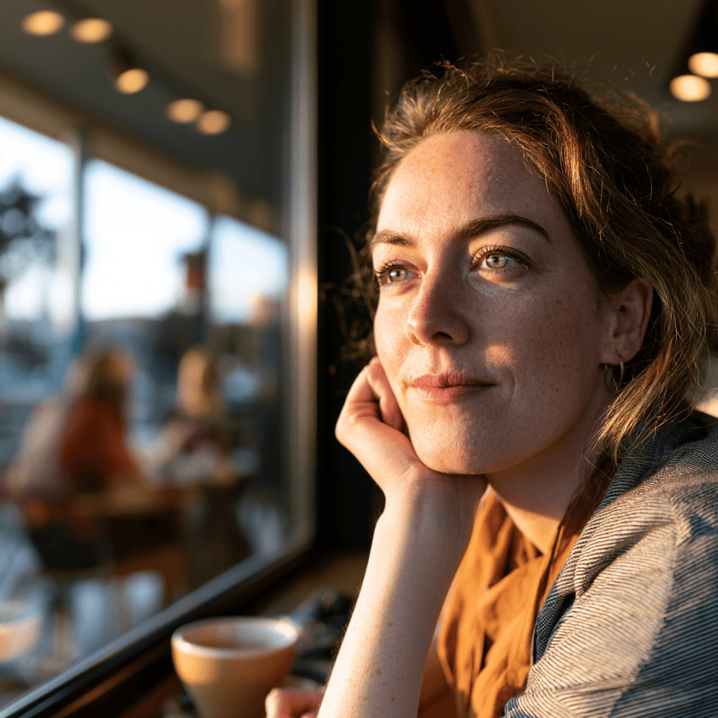 Midjourney v8.1 photorealistic café portrait — best AI model for photorealistic images test
