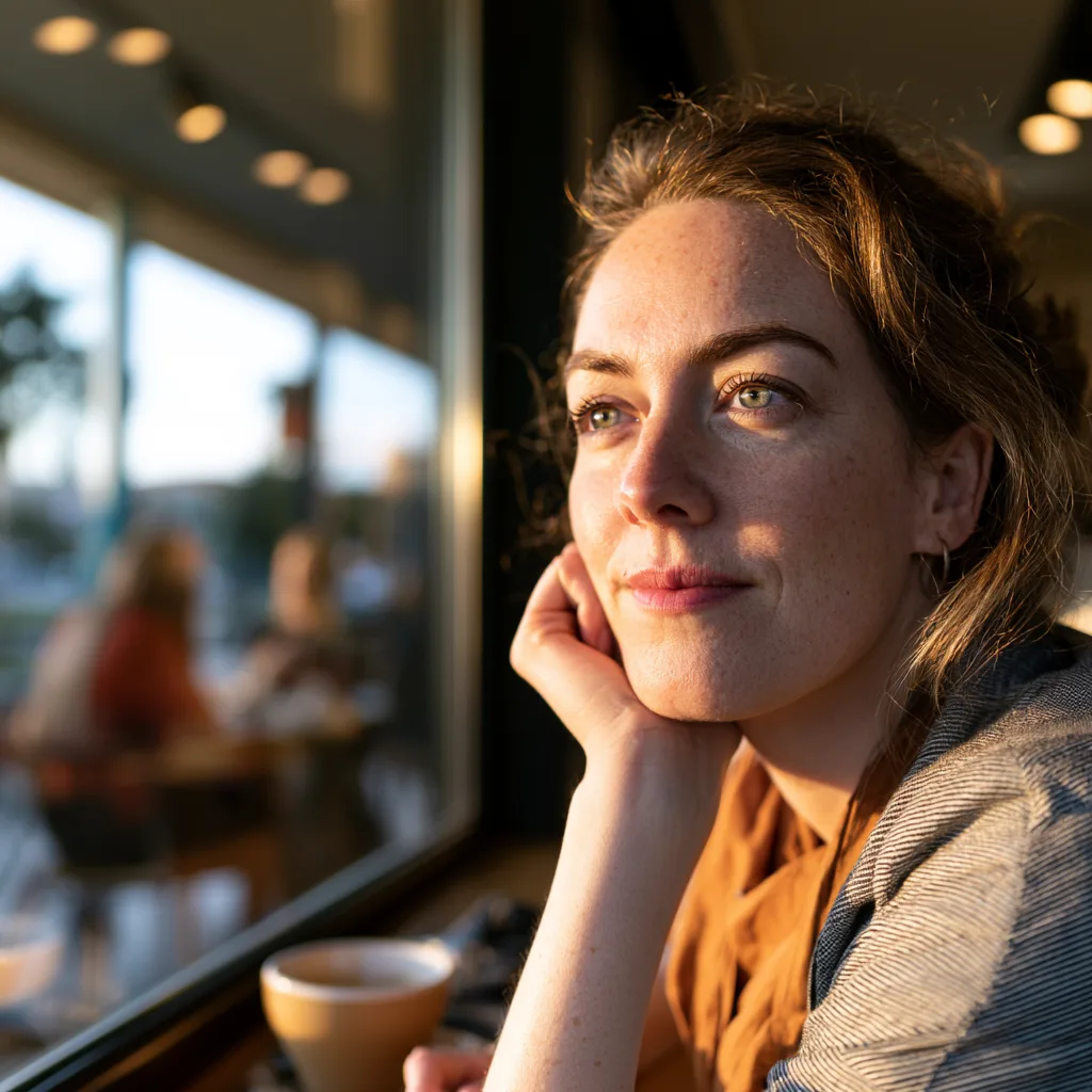 Midjourney v8.1 photorealistic café portrait — best AI model for photorealistic images test