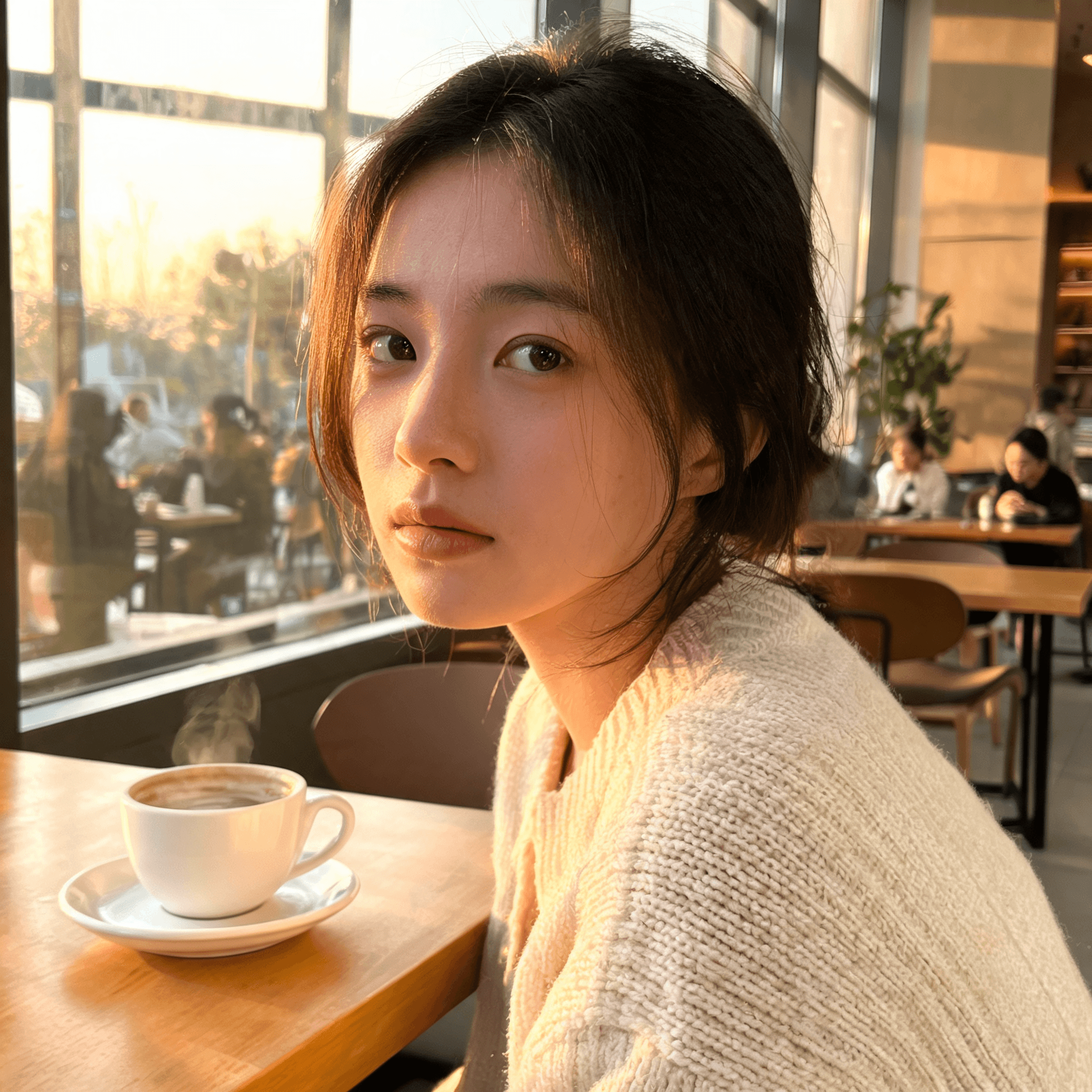Seedream 5.0 photorealistic café portrait — 92/100 overall score