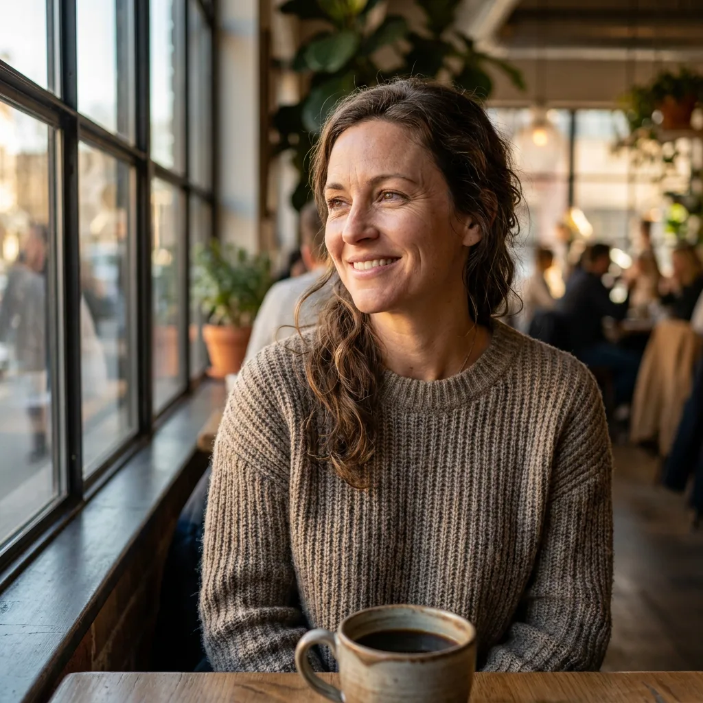 Nano Banana Pro photorealistic café portrait — 86/100