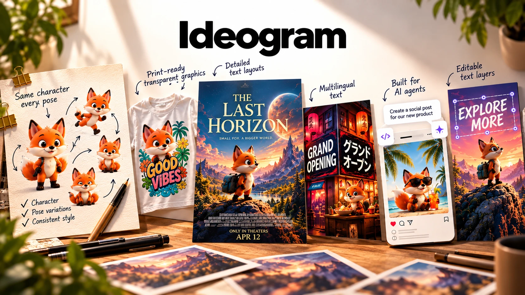 Ideogram - AI image generation with readable text, editable text layers, and character consistency
