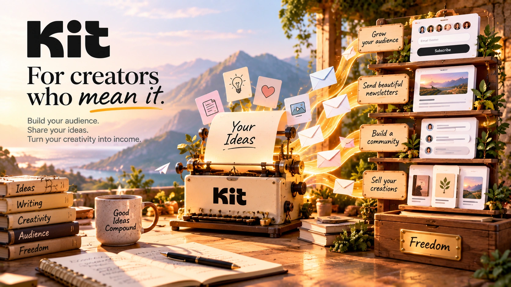 Kit: email marketing, automation, and creator monetization tools including the Creator Network and paid newsletters