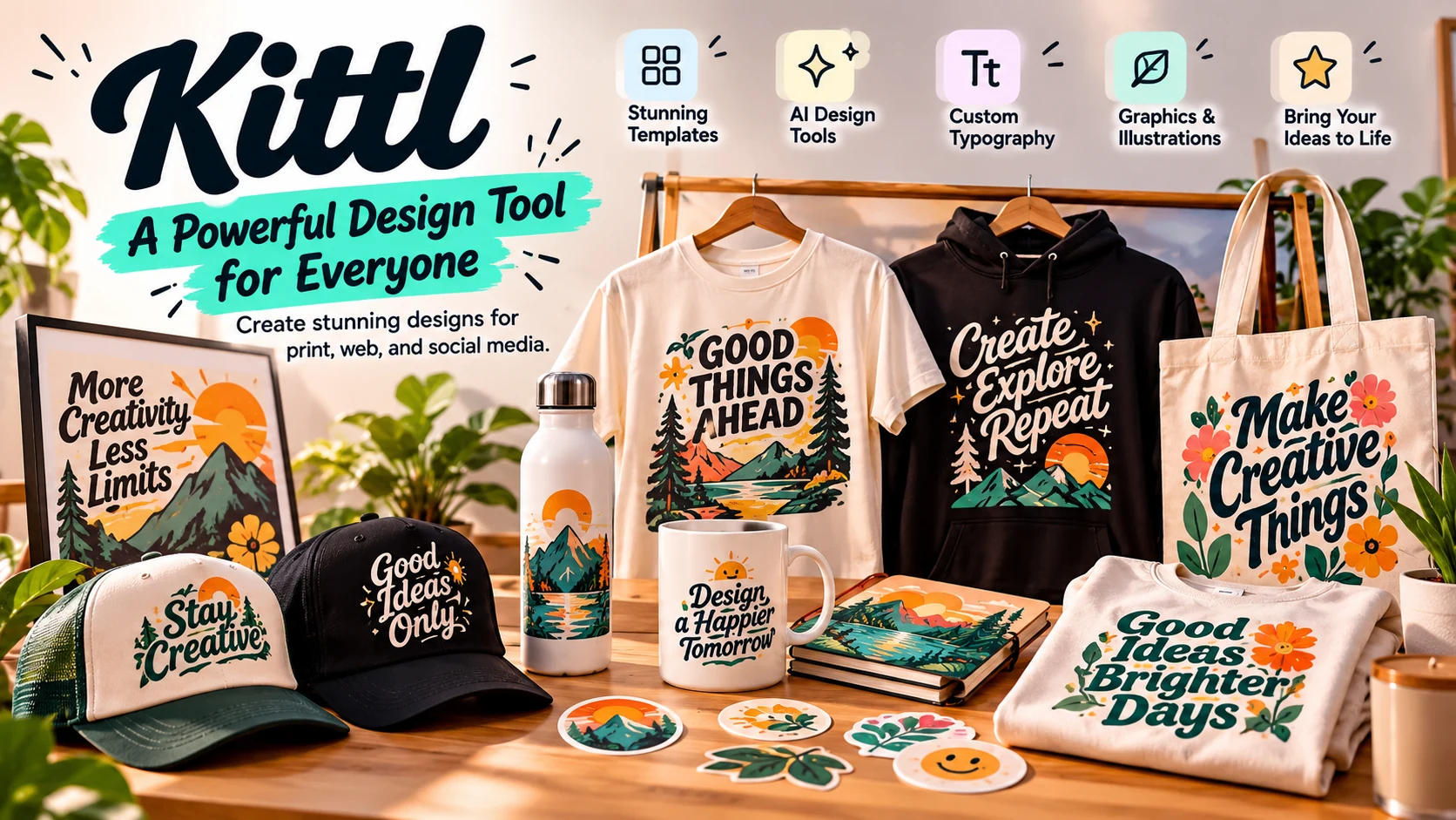 Kittl AI design platform - create merch, apparel, posters, and social graphics from templates and AI generation