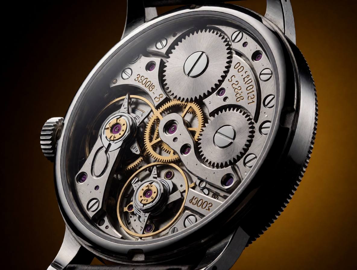 Krea 2 Medium test — macro photograph of an antique mechanical watch movement