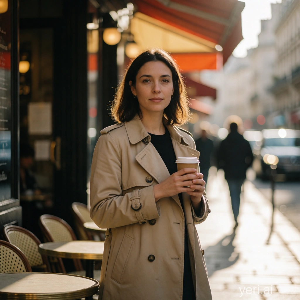 Stable Diffusion test â candid Paris cafÊ portrait at golden hour